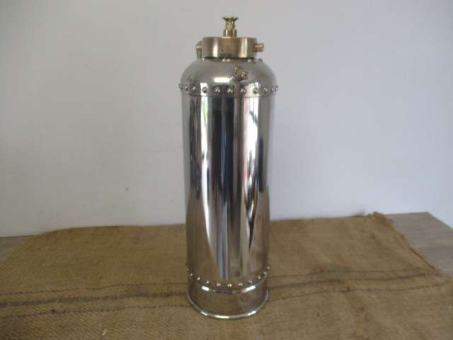 One Of A Kind And A Real Eye Catcher......This Unique Vintage Chrome Fire Extinguisher