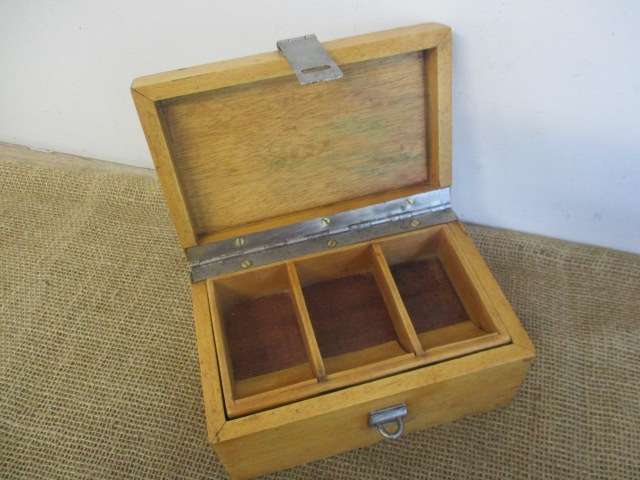 Cute Vintage Oak Wooden Money Box