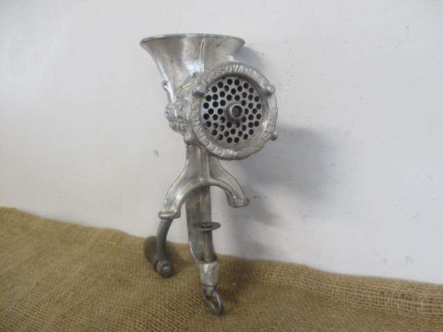 Complete Vintage Husqvarna No 5 Cast Iron Meat Mincer          Made In Sweden