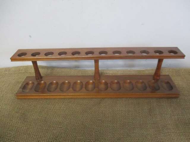 Nice Large Vintage Wooden Pipe Stand For Twelve Smoking Pipes