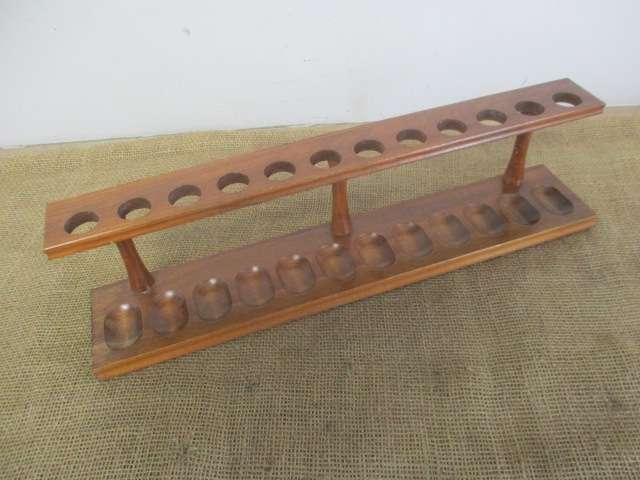 Nice Large Vintage Wooden Pipe Stand For Twelve Smoking Pipes