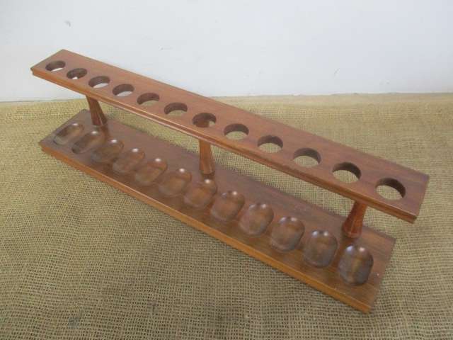Nice Large Vintage Wooden Pipe Stand For Twelve Smoking Pipes