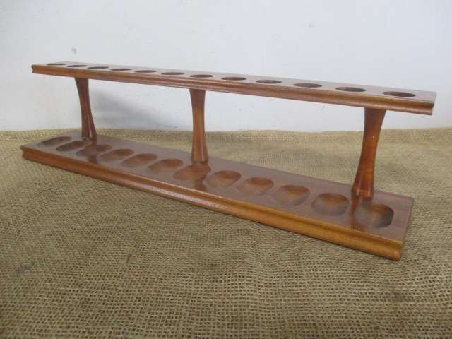 Nice Large Vintage Wooden Pipe Stand For Twelve Smoking Pipes