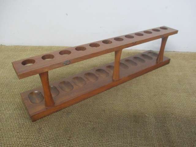 Nice Large Vintage Wooden Pipe Stand For Twelve Smoking Pipes