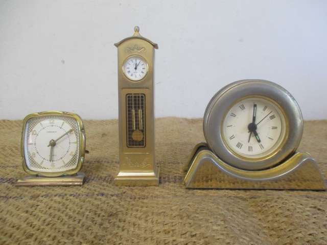 Timeless......Three Vintage Brass Clocks : Two Battery Operated Clocks And One Preview Wind-Up Clock