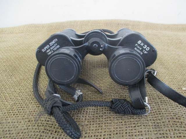 Nice Vintage Super Zenith 8 X 30 Field 7.5' Binocular With Lens Covers