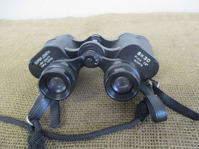 Nice Vintage Super Zenith 8 X 30 Field 7.5' Binocular With Lens Covers