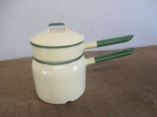 Lovely Large Vintage Real Old School Enamel Double Boiler