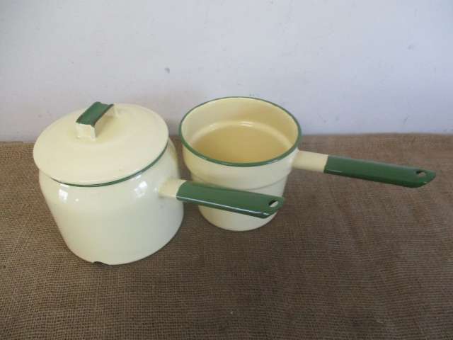 Lovely Large Vintage Real Old School Enamel Double Boiler