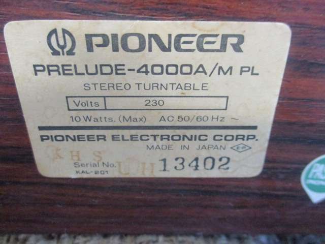 Beautiful Vintage Pioneer Prelude - 4000A/M PL Belt Drive Stereo Turntable