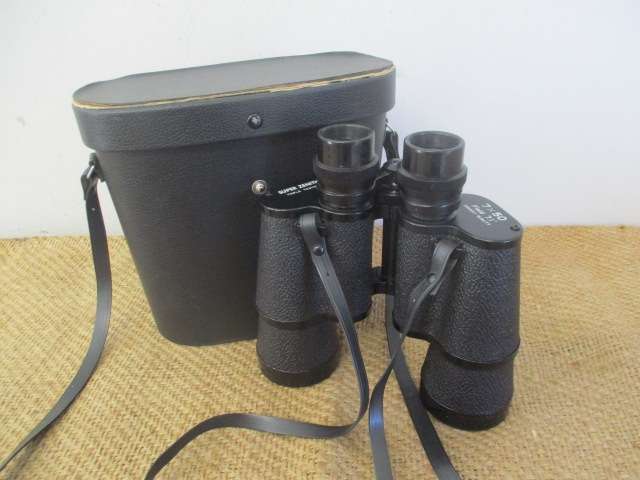 Beautiful Vintage Super Zenith 7 X 50 Field 7.1' Binocular With Lens Covers In Shoulder Case