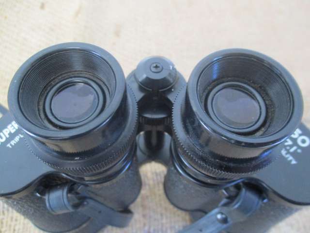 Beautiful Vintage Super Zenith 7 X 50 Field 7.1' Binocular With Lens Covers In Shoulder Case