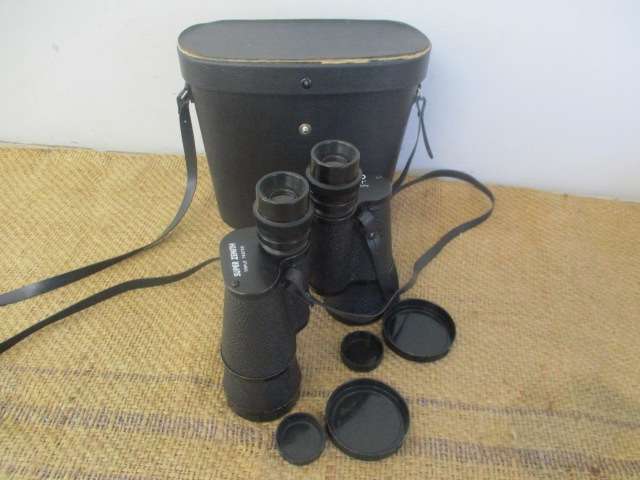 Beautiful Vintage Super Zenith 7 X 50 Field 7.1' Binocular With Lens Covers In Shoulder Case