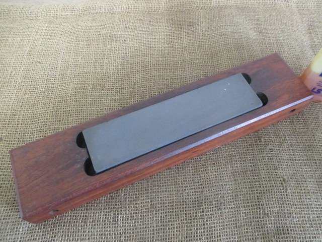 Double Sided Sharpening Stone In Beautiful Wooden Holder With Half Bottle Full Honing Oil