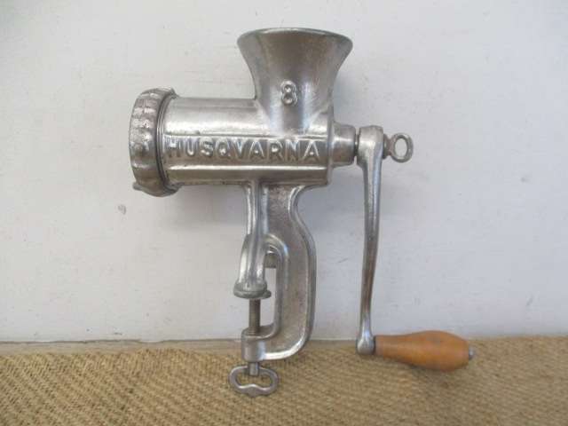 Complete Vintage Husqvarna Reliance No 8 Cast Iron Meat Mincer          Made In Sweden