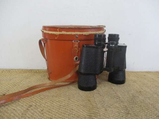 Well Cared For Vintage Plano 10 X 50 Field 5.5' Binocular In Original Shoulder Bag