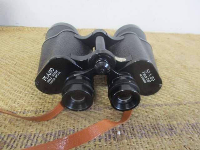 Well Cared For Vintage Plano 10 X 50 Field 5.5' Binocular In Original Shoulder Bag