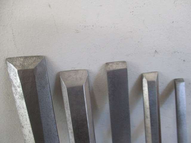 Set Of Five Nice Vintage Carpenter Woodworking Chisels Of Which Four Are Marples And One Raco