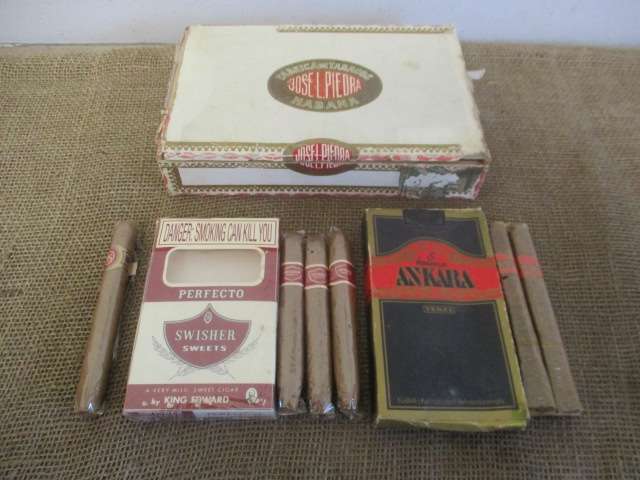 Vintage Josel Piedra Habana Cigar Box And Selection Of Three Different Brand Name Cigars