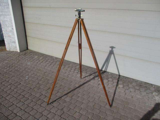 Very Rare Complete Trig Survey 364 Dumpy Level With Original Wooden Tripod With Brass Finishing