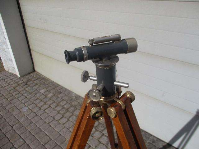 Very Rare Complete Trig Survey 364 Dumpy Level With Original Wooden Tripod With Brass Finishing
