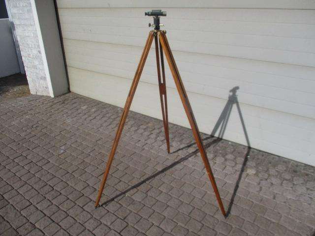 Very Rare Complete Trig Survey 364 Dumpy Level With Original Wooden Tripod With Brass Finishing