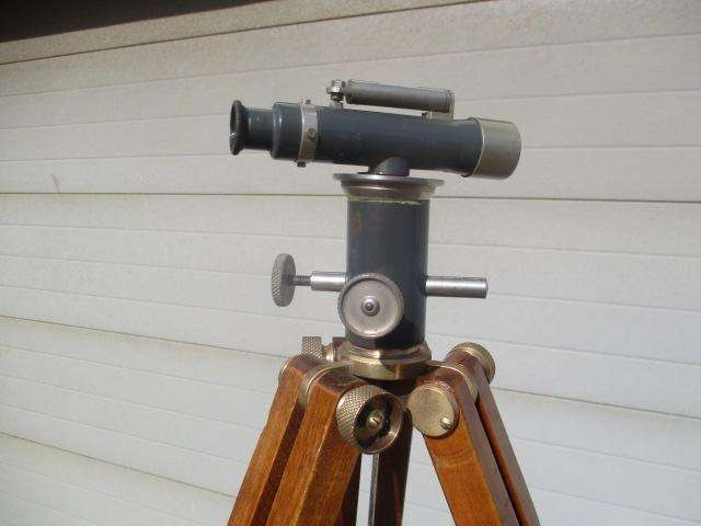 Very Rare Complete Trig Survey 364 Dumpy Level With Original Wooden Tripod With Brass Finishing