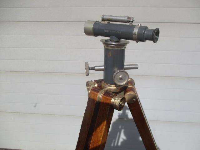 Very Rare Complete Trig Survey 364 Dumpy Level With Original Wooden Tripod With Brass Finishing