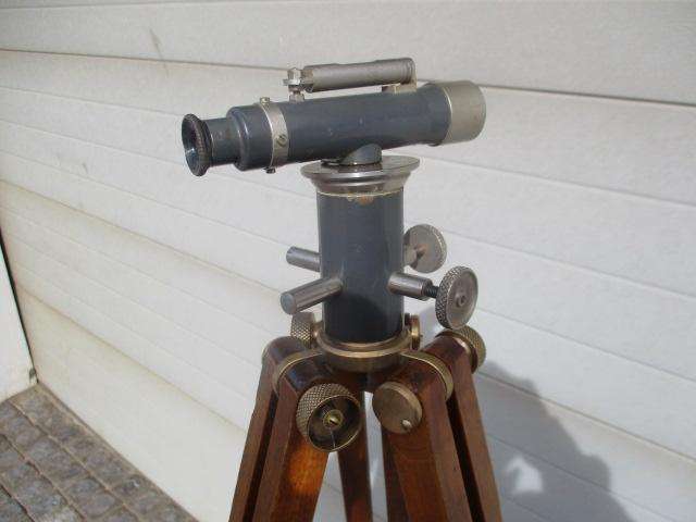 Very Rare Complete Trig Survey 364 Dumpy Level With Original Wooden Tripod With Brass Finishing
