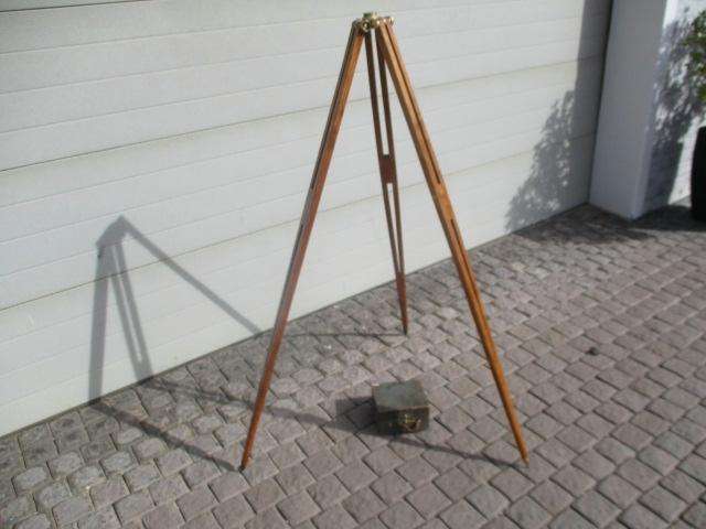 Very Rare Complete Trig Survey 364 Dumpy Level With Original Wooden Tripod With Brass Finishing