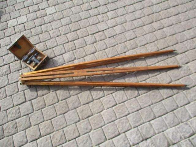 Very Rare Complete Trig Survey 364 Dumpy Level With Original Wooden Tripod With Brass Finishing