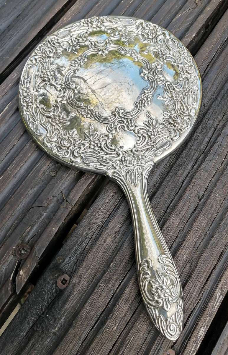 Vintage Silver-Plated Hand Mirror