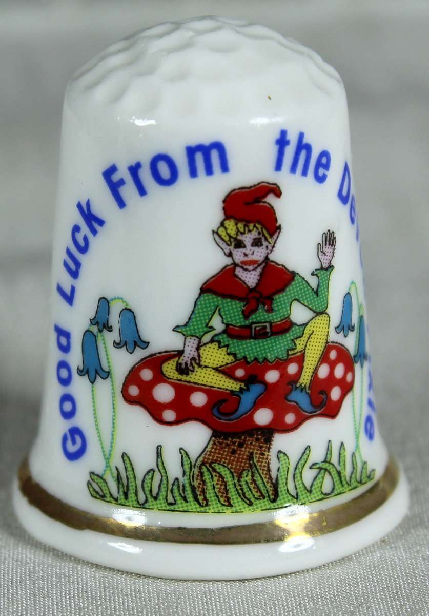 Bone China thimble - Lambert - good luck from the Devon Pixies