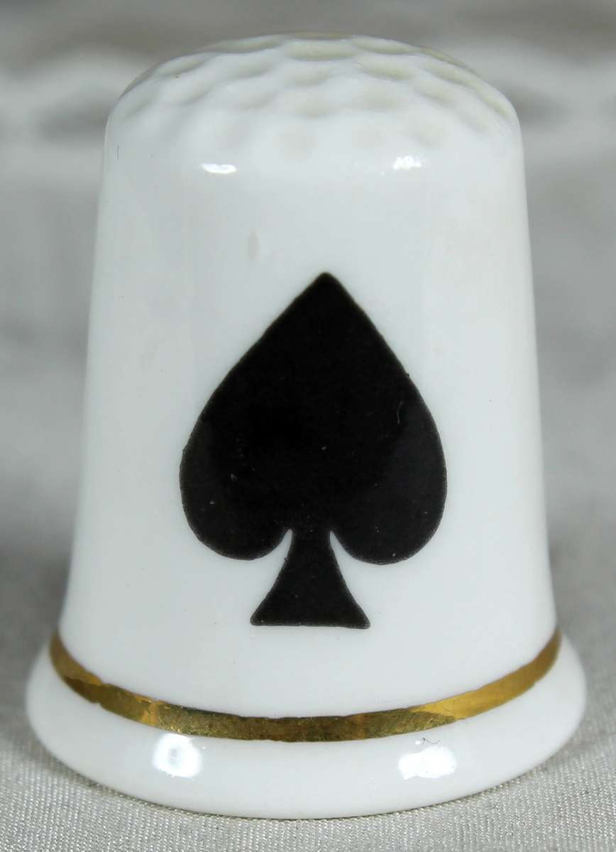 Bone China thimble - Fenton - Jack of spades