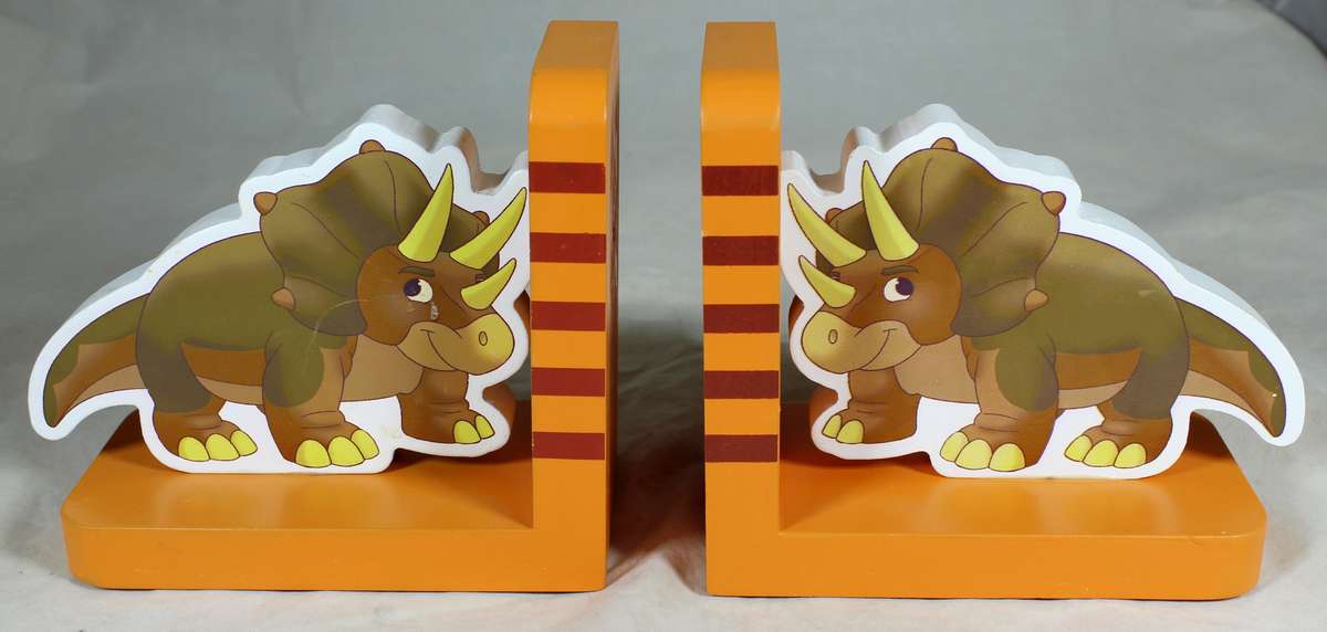Pair of dinosaur book ends