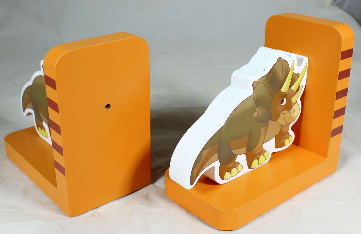 Pair of dinosaur book ends