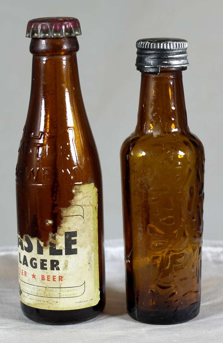 Mini liquor bottle - Empty - Pair of Castle Lager & one other bottles