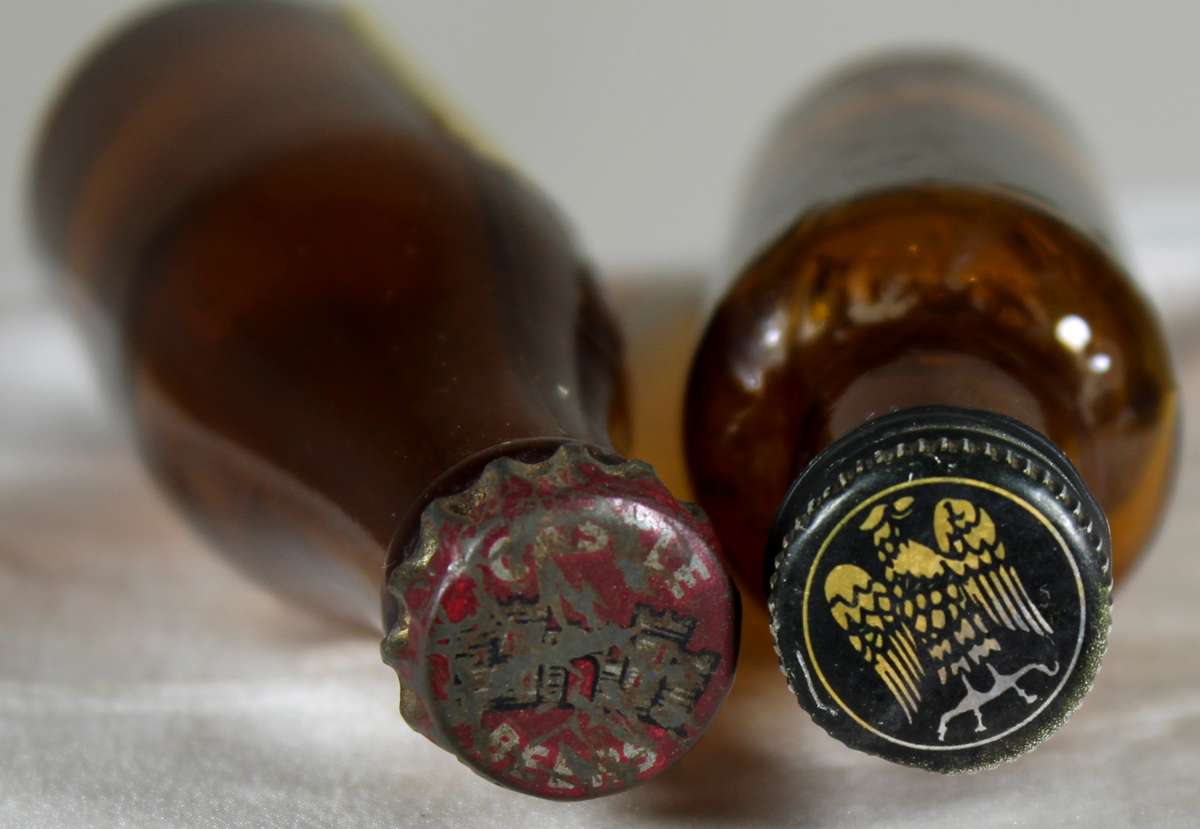 Mini liquor bottle - Empty - Pair of Castle Lager & one other bottles