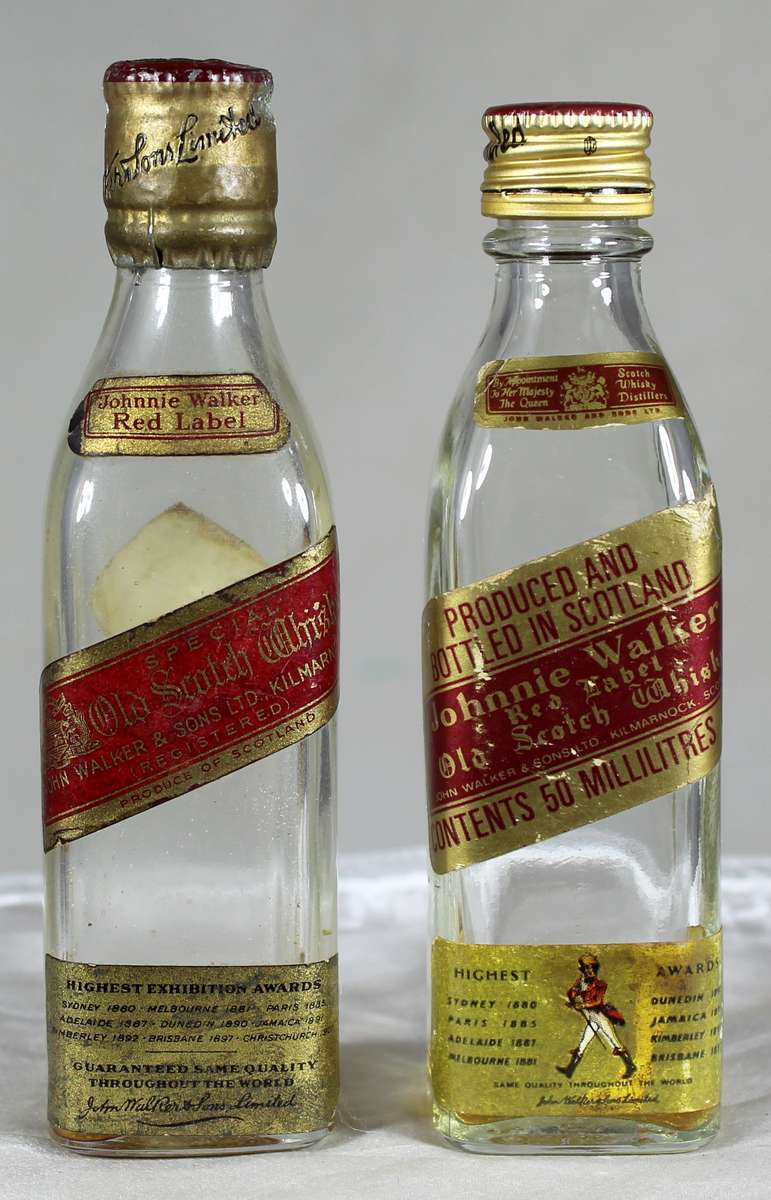 Mini liquor bottle - Empty - Pair of Johnnie Walker bottles