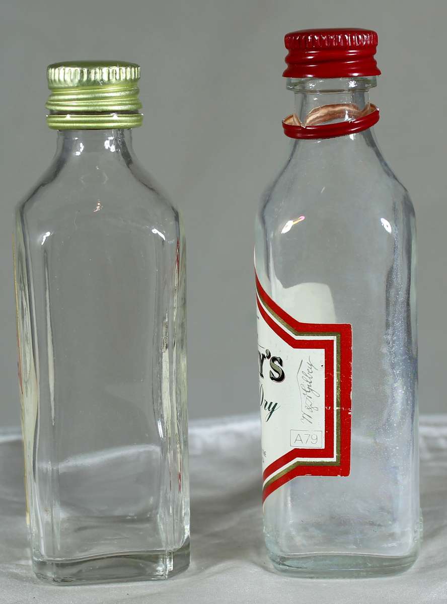 Mini liquor bottle - Empty - Pair of  Gilbey's Gin bottles