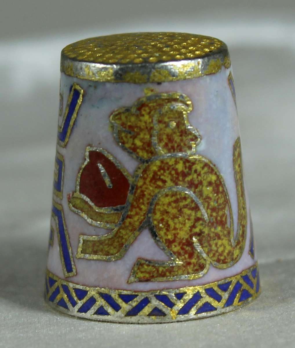 Cloisonne thimble - Chinese zodiac - monkey