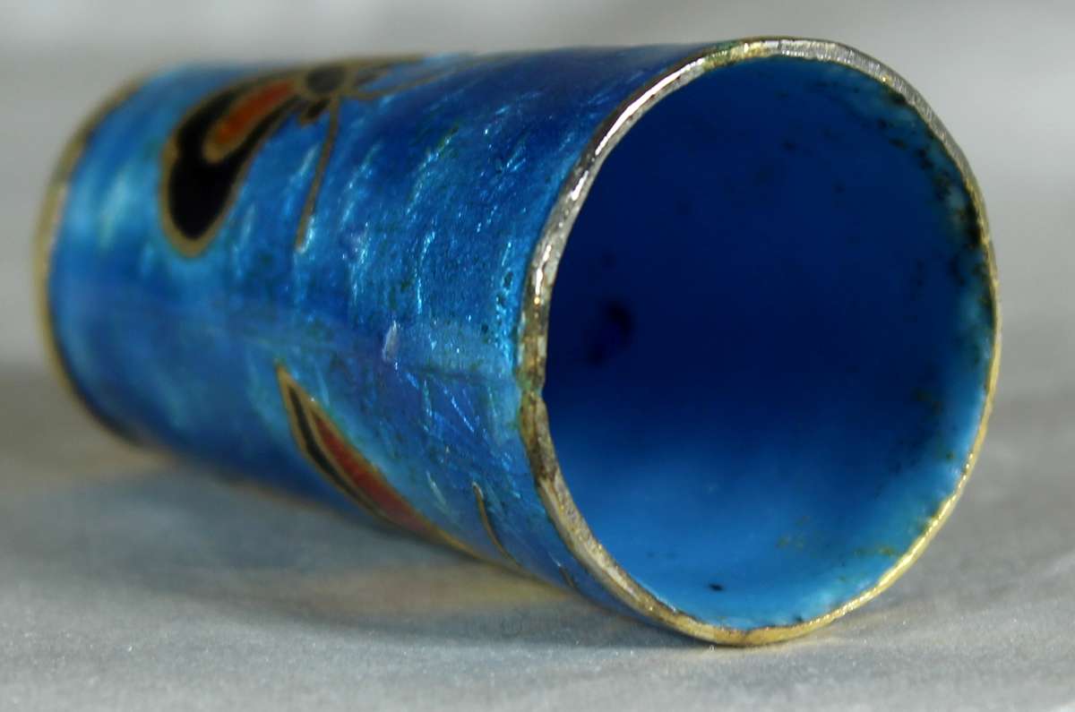 Cloisonne tall thimble - butterfly's