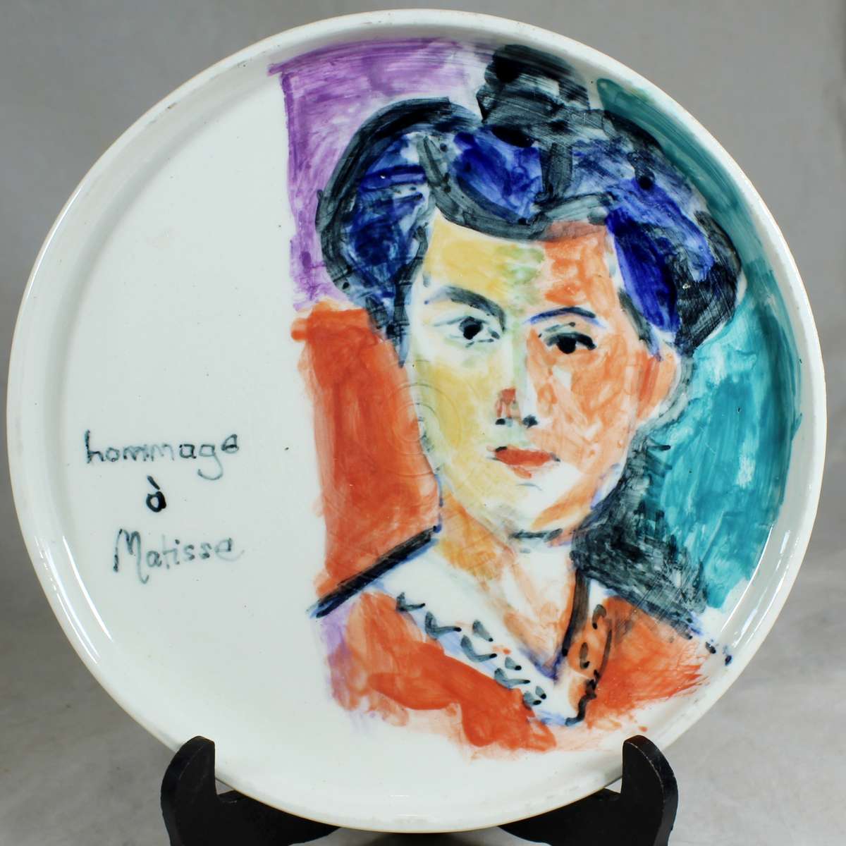 Hand made & painted display plate - Hommage to Matisse