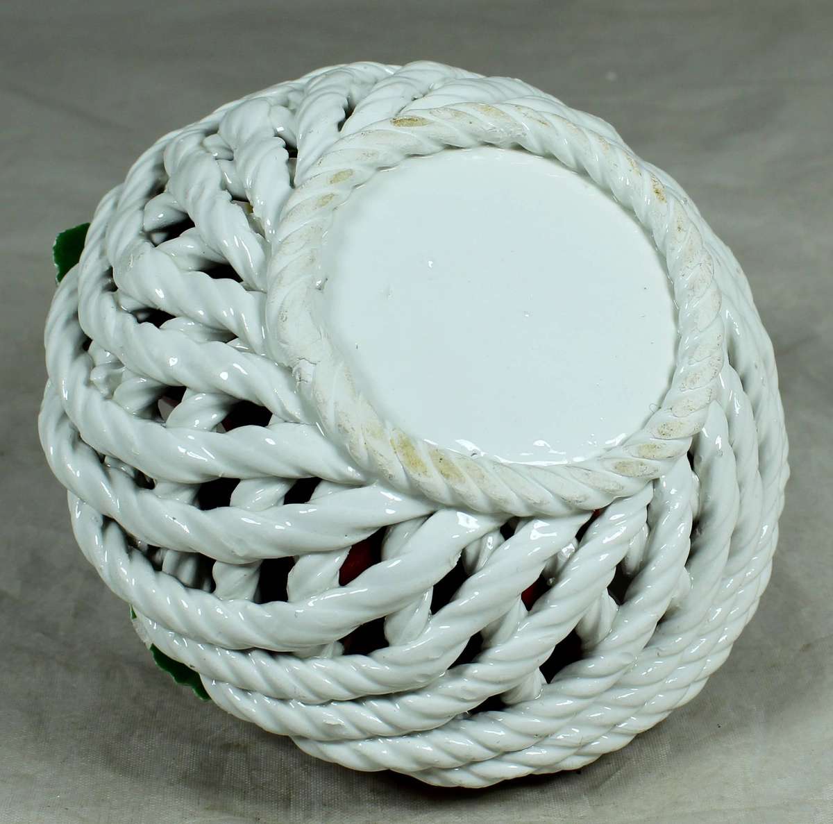 Small porcelain basket with porcelain fruit