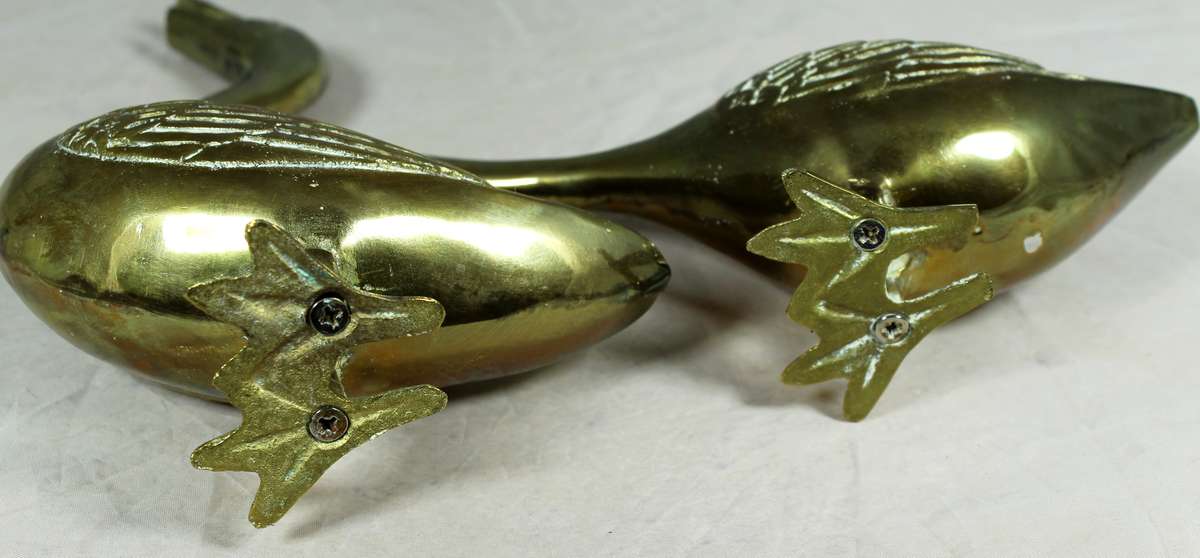 Vintage brass pair of geese