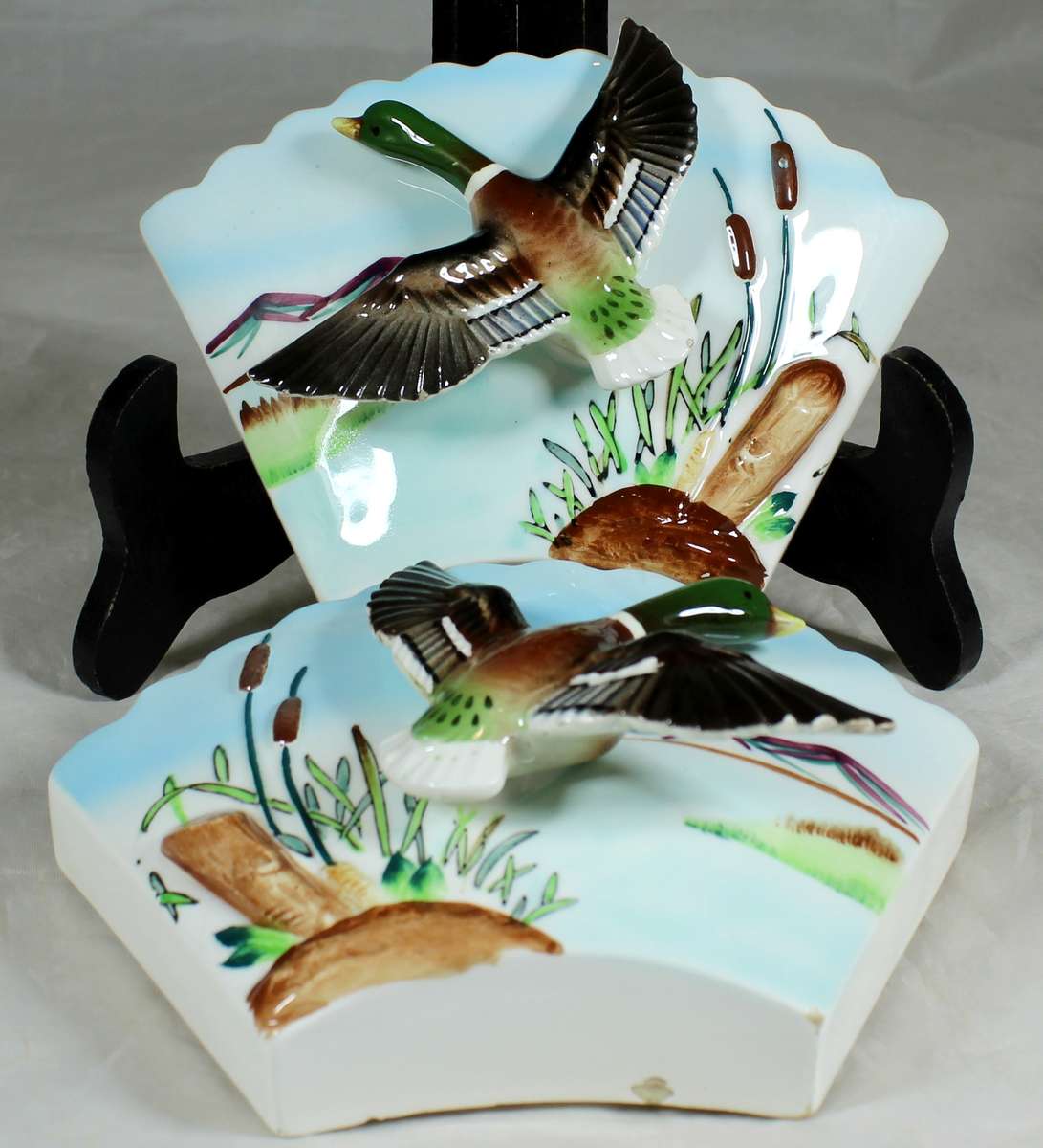 Mallard ducks - pair of wall pockets