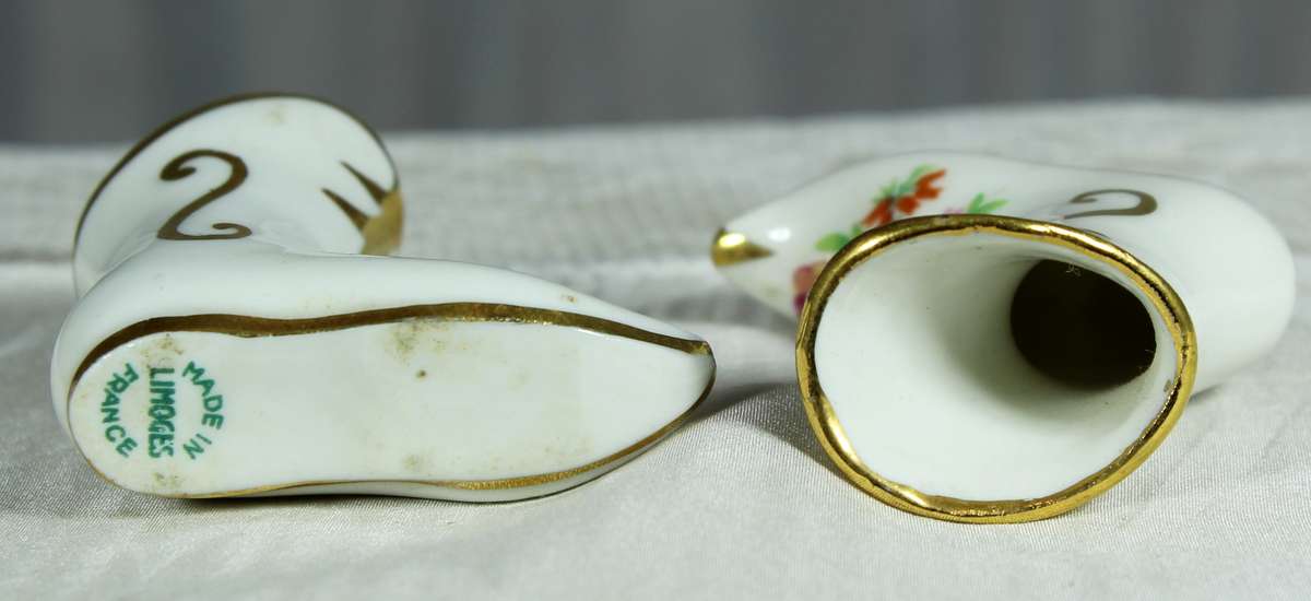 Miniature Limoges - Flower themed pair of boots
