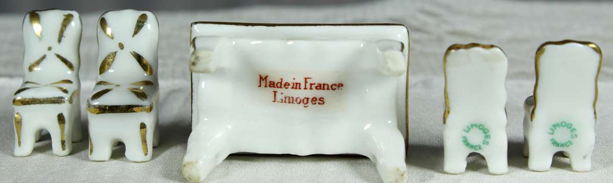 Miniature Limoges - Victorian themed table with four chairs