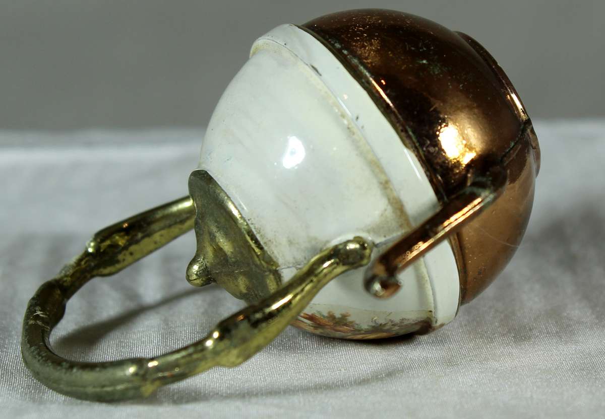 Miniature brass and porcelain kettle