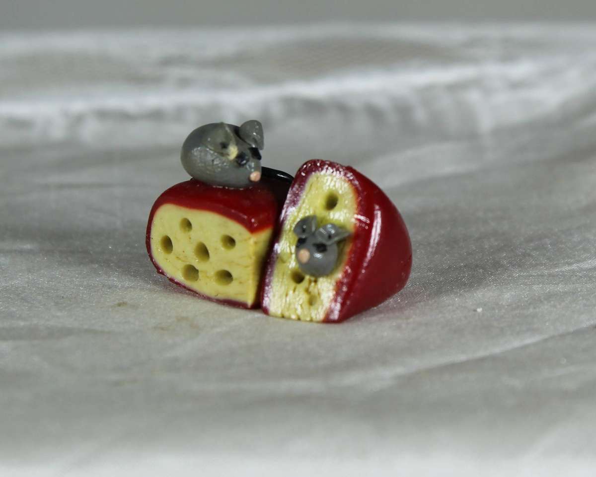 Mini miniature mice in the cheese